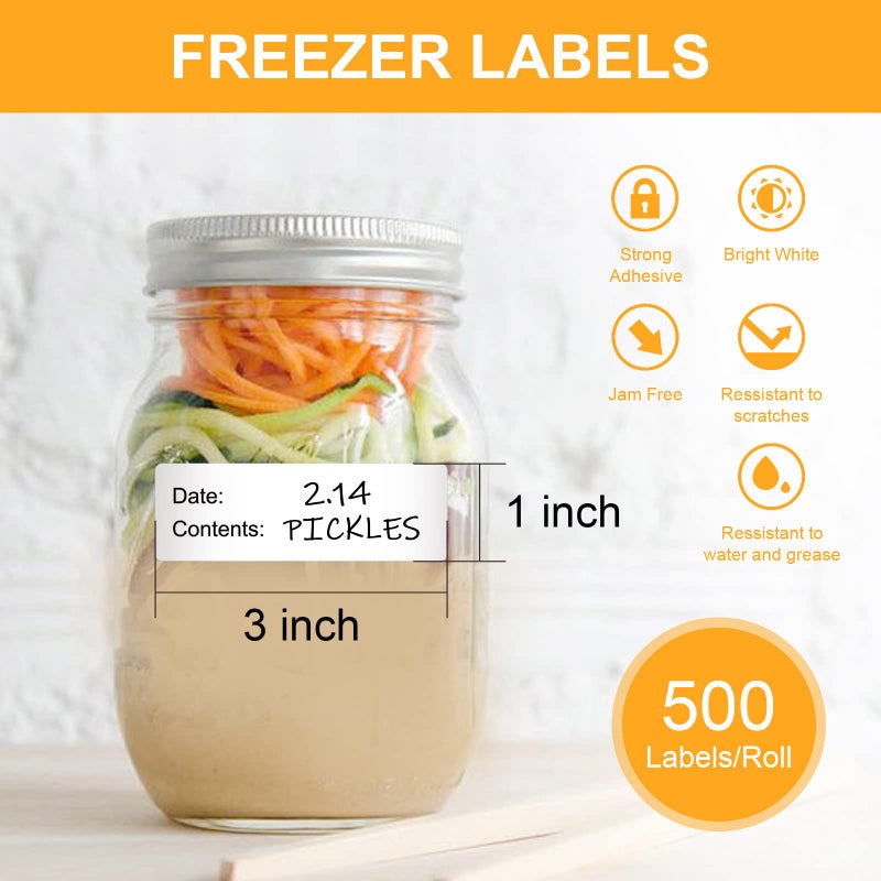 Labelebal 500pcs Food Labels 1 x 3 Inch Freezer Labels Removable for Food Containers  Mason Jar Labels  No Residue Food Storage Labels Perfect for Kitchen - Image 2